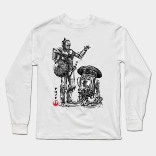 Samurai droids sumi e Long Sleeve T-Shirt